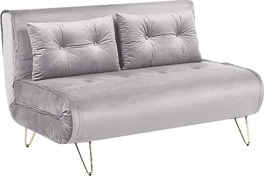 Beliani Dvivietė išskleidžiama sofa VESTFOLD, pilkas veliūras
