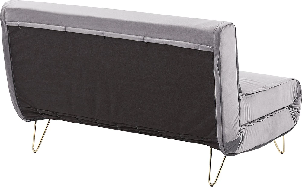 Beliani Dvivietė išskleidžiama sofa VESTFOLD, pilkas veliūras