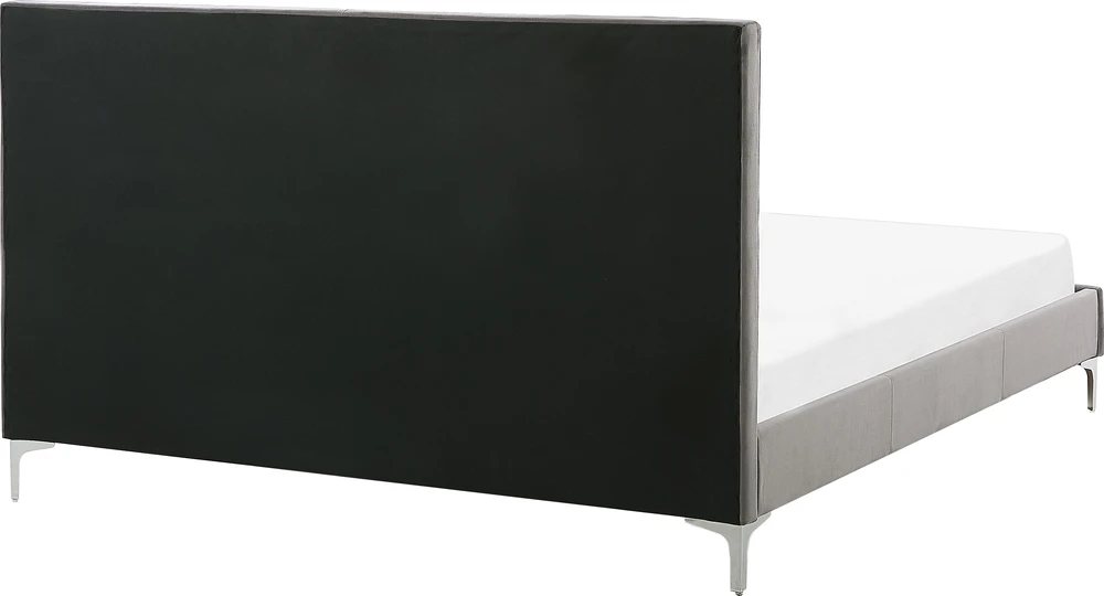 Beliani Veliūrinė lova AMBERT 140 x 200 cm, pilka