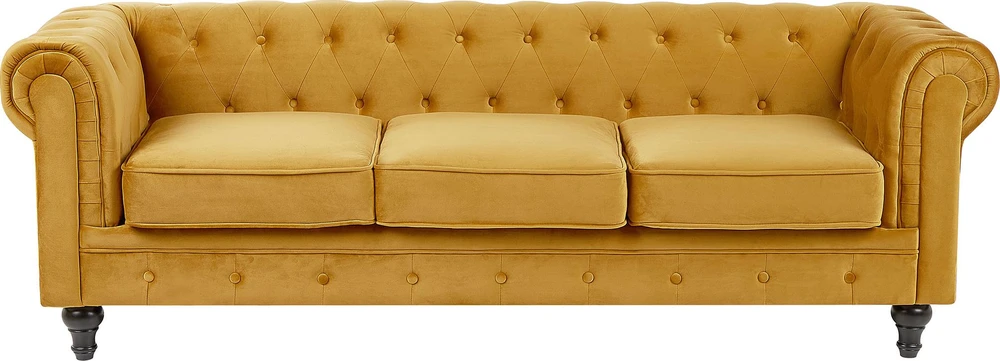 Sofa Beliani 4 vietų poilsio komplektas CHESTERFIELD, veliūras, auksinis