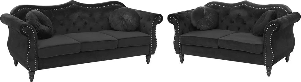 Sofa Beliani 5 vietų minkštų baldų komplektas SKIEN, veliūras, juodas