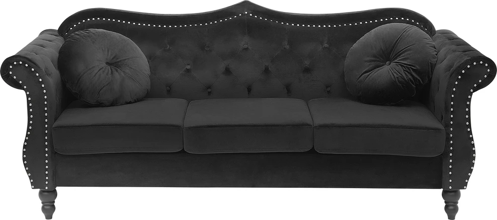 Sofa Beliani 5 vietų minkštų baldų komplektas SKIEN, veliūras, juodas