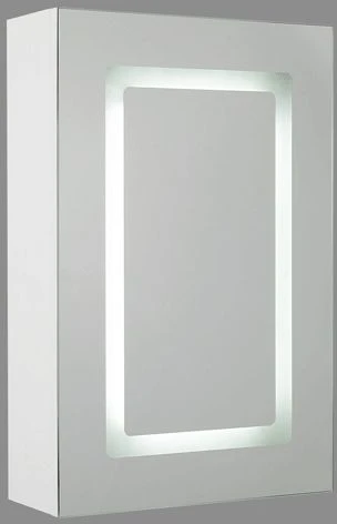 Beliani Pakabinama vonios kambario spintelė su LED veidrodžiu CONDOR 40 cm 60 cm balta
