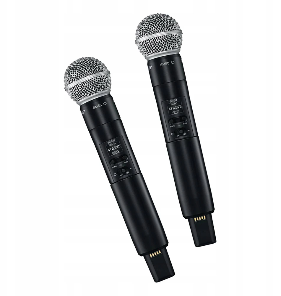 Shure SLXD24DE/SM58-G59 – dviejų kanalų skaitmeninė belaidė sistema su dviem siųstuvais/rankiniais mikrofonais (470–514 MHz)