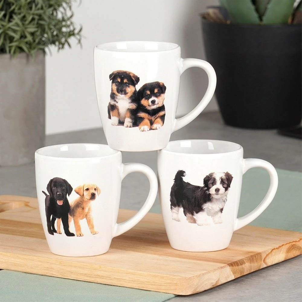 Siaki Collection Keramikinės puodeliai 220 ml, 3 vnt. su šuniuko motyvu