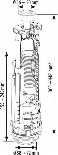 SIAMP sifonas Universalus išleidimo vožtuvas su 3/6 l funkcija