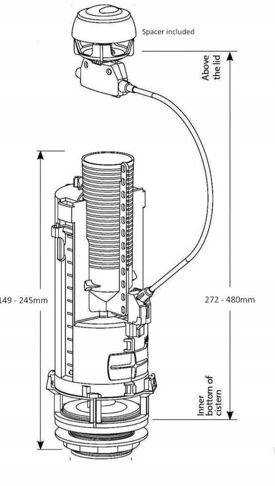 SIAMP universalus išleidimo vožtuvas OPTIMA 50, 3/6l, trosas