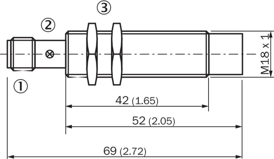 Sick Indukcijos daviklis M18 8mm išsikiša 10- 30V DC PNP 1Z M12 4- kaiščiai 1kHz 69mm IME18- 08NPSZCOS (1040950)