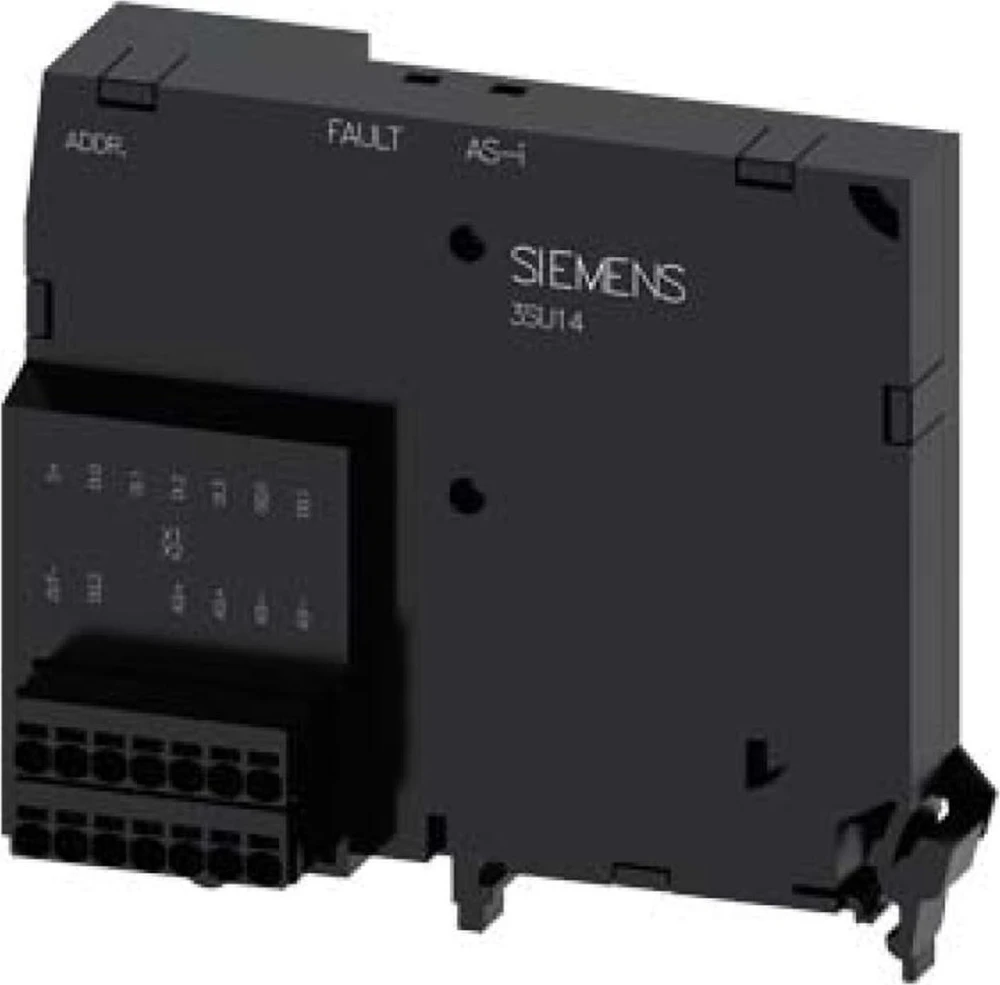Siemens BF5F2 AS-I A/B pavaldinių blokas, 4 įėjimai ir 3 išėjimai, juodi įėjimai/išėjimai su spyruokliniais gnybtais, skirti montuoti 3SU1400-2EJ10-6AA0 korpuse