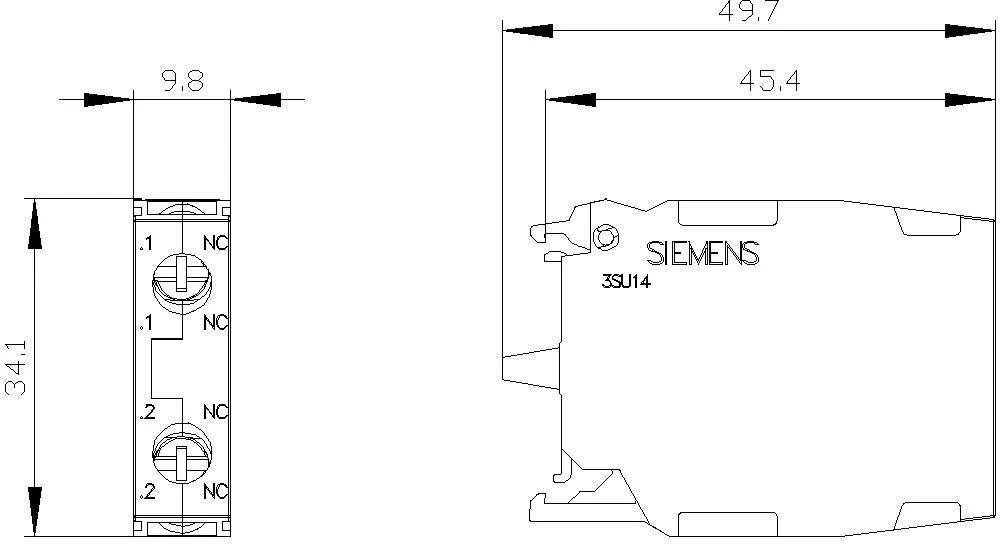 „Siemens“ 2R kontaktų bloko priekinis tvirtinimas varžtiniam gnybtui SIRIUS ACT 3SU1400-1AA10-1EA0