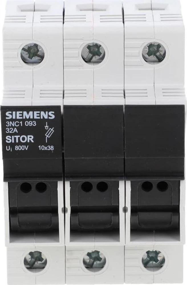 Siemens cilindrinis saugiklio jungiklis 3P 10x38mm 3NC1093