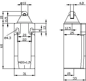 „Siemens“ ribinis jungiklis 2R 1Z plastikinis kaištis su voleliu (3SE5232-0LD03)