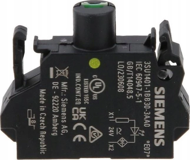 Siemens 24V LED laikiklis su techniniu žymėjimu