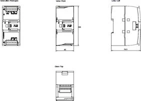 Siemens SM 1231 analoginių įėjimų modulio techninis brėžinys