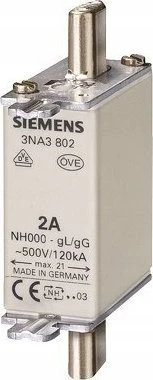 Siemens NH000 10A GG 500V standartinės neizoliuotos tvirtinimo detalės 3NA3803