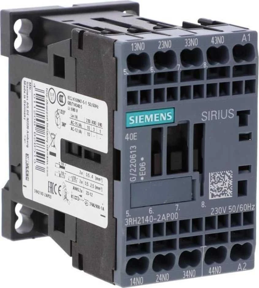 Siemens Pagalbinė relė S00 4Z AC 230V 50/60 Hz. spyruokliniai gnybtai 3RH2140-2AP00