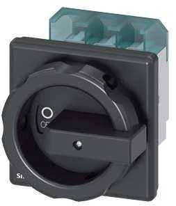 „Siemens“ pagrindinis jungiklis 3P 63A 22kW AC23A 400V dangčiu juodas montavimas ant skydo 4 skylės 3LD2504-0TK51