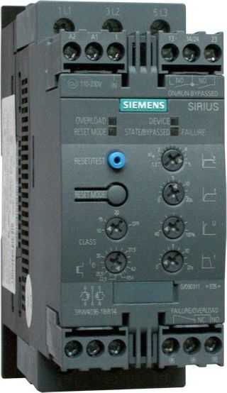 Siemens švelnaus paleidimo 3 fazių 200-480VAC 63A 30kW/400V Uc=110-230V AC/DC S2 (3RW4037-1BB14)