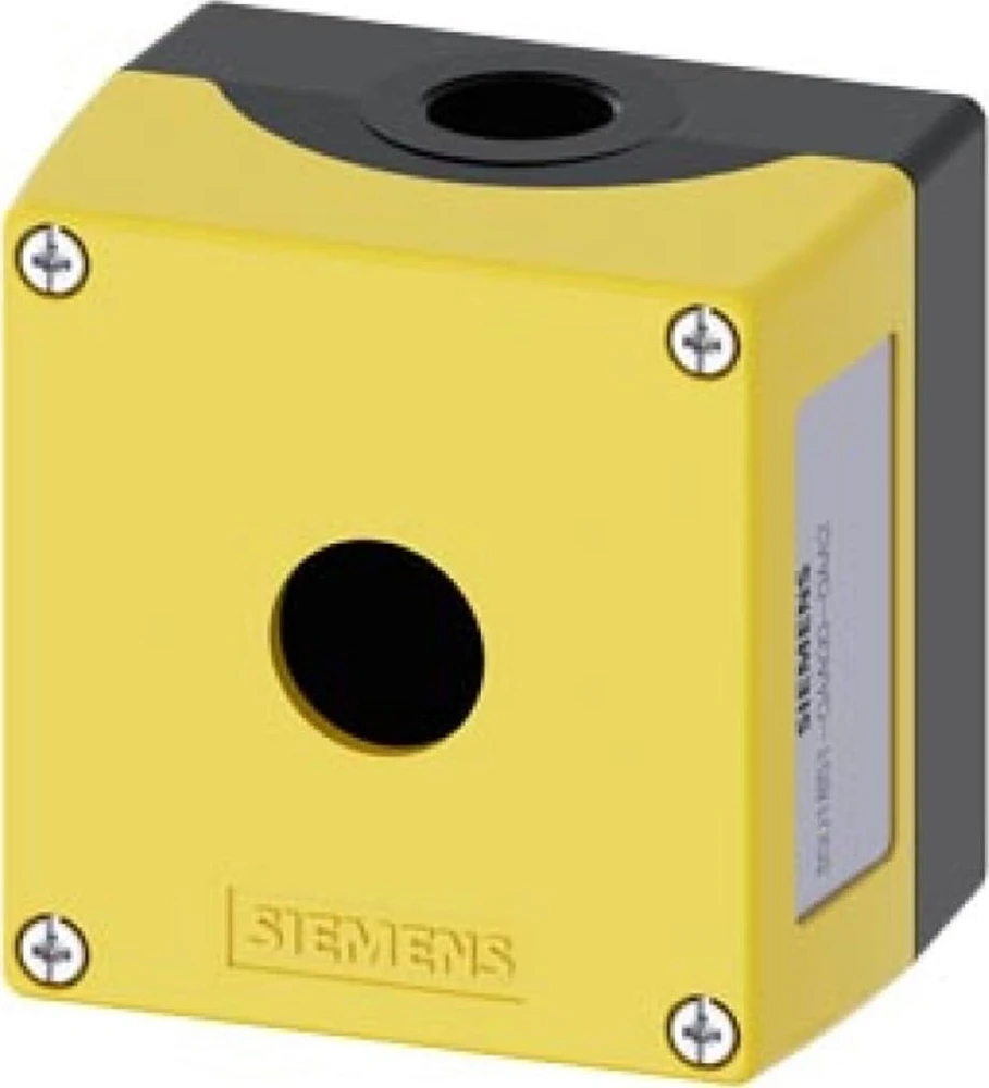 Siemens Valdymo korpusas 22 mm kameroms, metalinis, geltonas, 1 valdymo taškas, be įrangos, 3SU1851-0AA00-0AA2