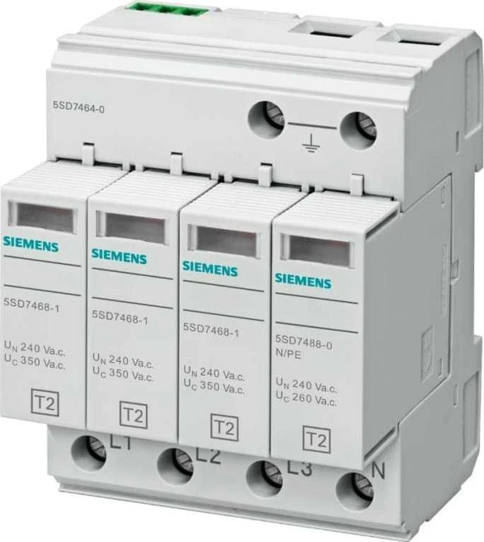 Siemens Viršįtampių iškroviklis C TYPE 2 4P 20kA 350V 3+1 TN-S sistema su signaliniais kontaktais 5SD7464-1
