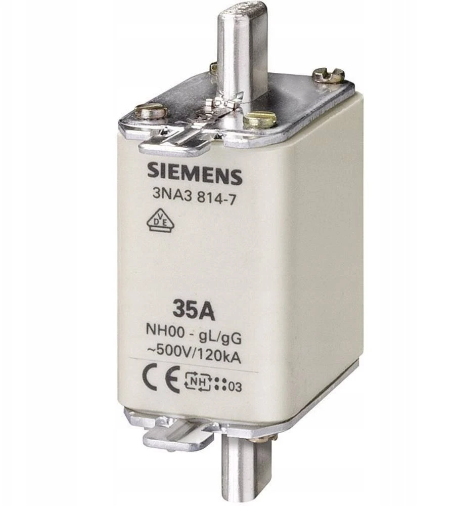 Siemens Lydusis įdėklas NH 80A 500V gG klasė standartinė versija neizoliuoti kontaktai dydis 00 3NA3824-7