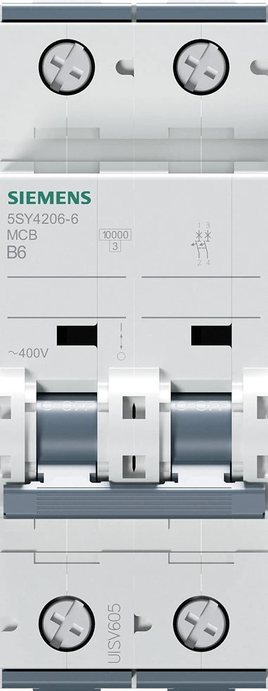 Siemens 5SY4206-6 Grandinės pertraukiklis 2P B 6A 10kA SENTRON 5SY4206-6