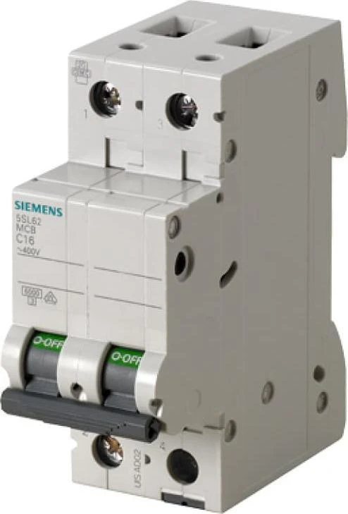 Siemens 5SL6202-7 grandinės pertraukiklis 2P C 2A 6kA AC 5SL6202-7