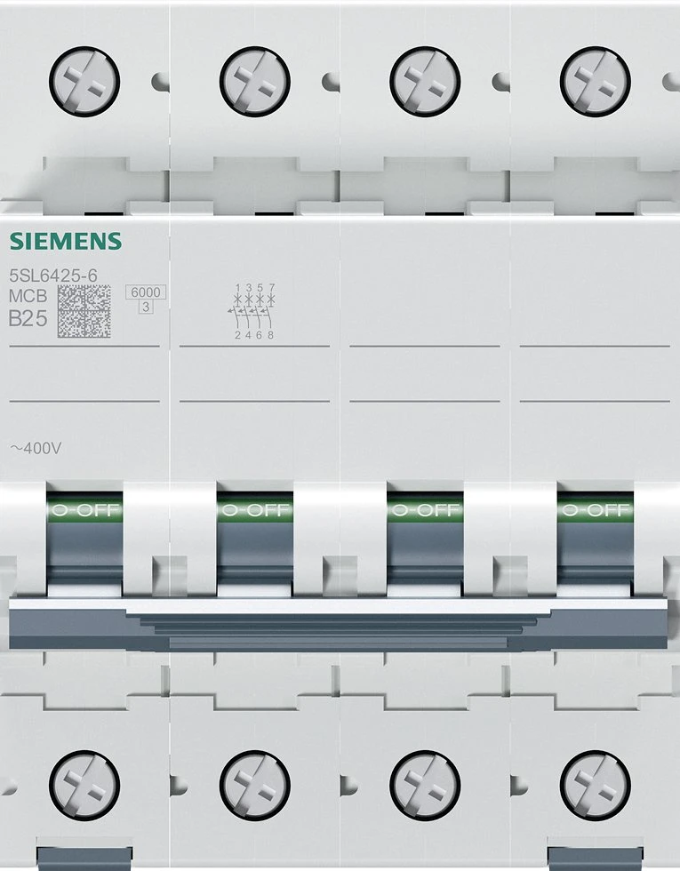 Siemens 5SL6425-6 Grandinės pertraukiklis 4P B 25A 6kA AC 5SL6425-6