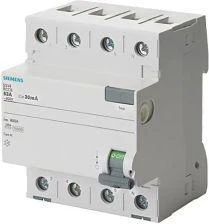 Siemens 5SV4347-0 Nuotėkio srovės jungiklis 4P 80A 0.03A Tipas AC 30mA 400V SENTRON 5SV4347-0