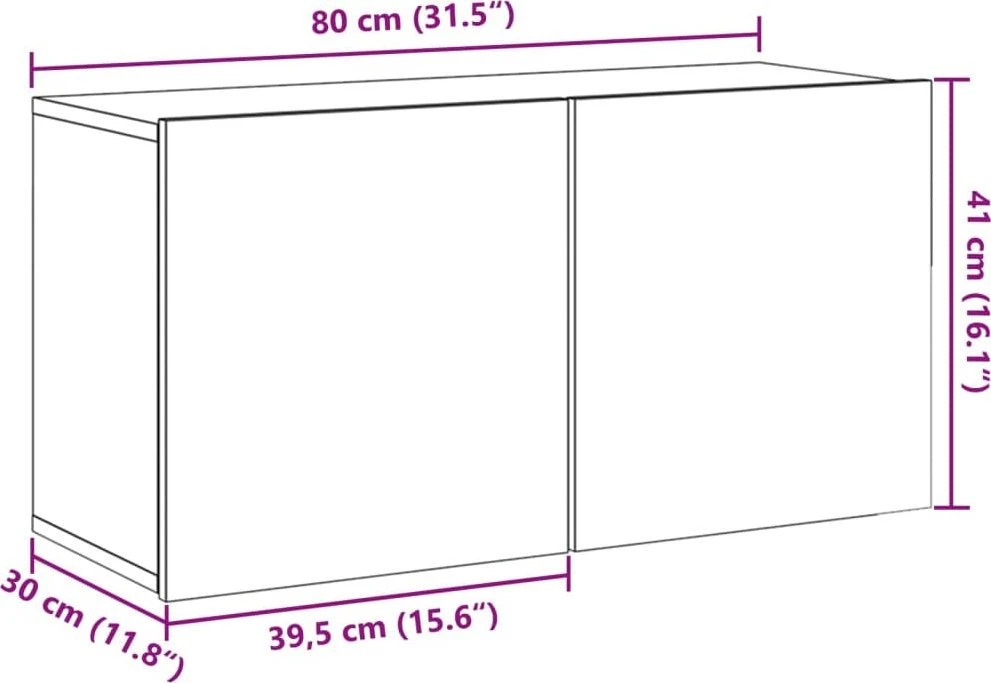 TV staliukas Prie sienos montuojama TV spintelė, medienos, 80x30x41cm