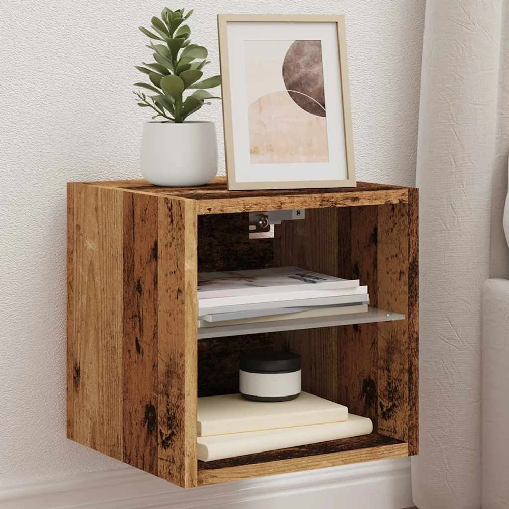 TV staliukas televizoriaus sieninė spintelė su LED lemputėmis Old Wood