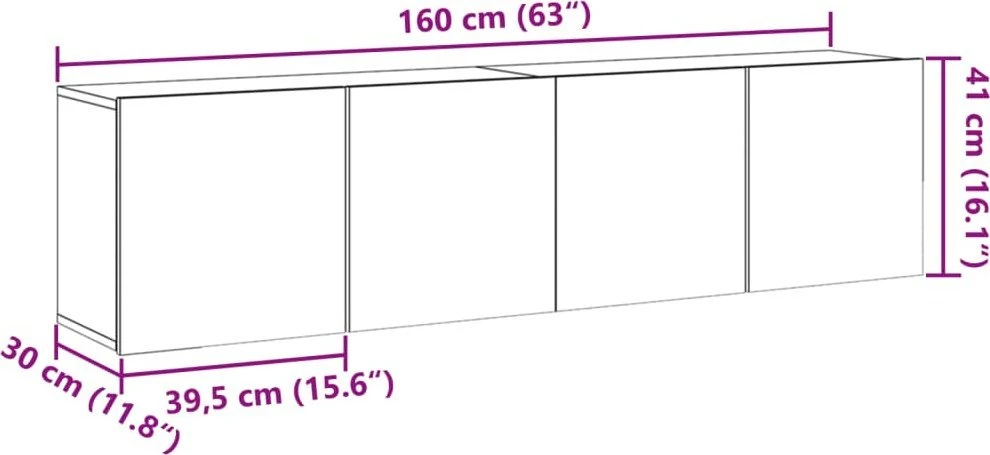 TV staliukas Sieninės TV spintelės, 2vnt., medienos, 80x30x41cm