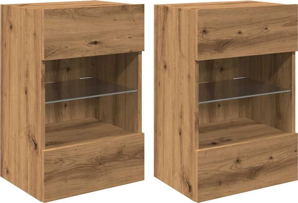TV staliukas Sieninės spintelės su LED apšvietimu televizoriui, 2vnt., artisano, 40x30x60,5cm