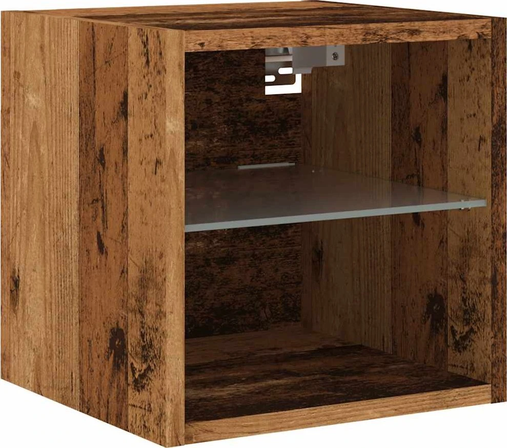 TV staliukas Sieninės TV spintelės su LED, 2vnt., medienos, 30x28,5x30cm