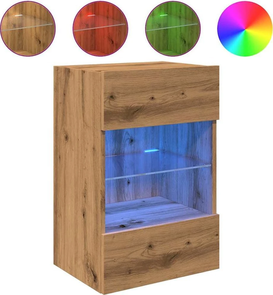 TV staliukas Sieninės spintelės su LED apšvietimu televizoriui, 2vnt., artisano, 40x30x60,5cm