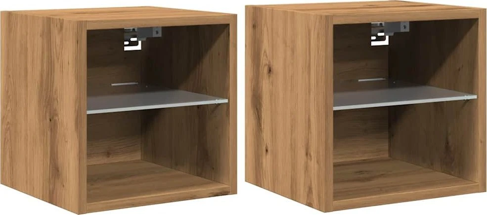 TV staliukas Sieninės TV spintelės su LED, 2vnt., artisano, 30x28,5x30cm