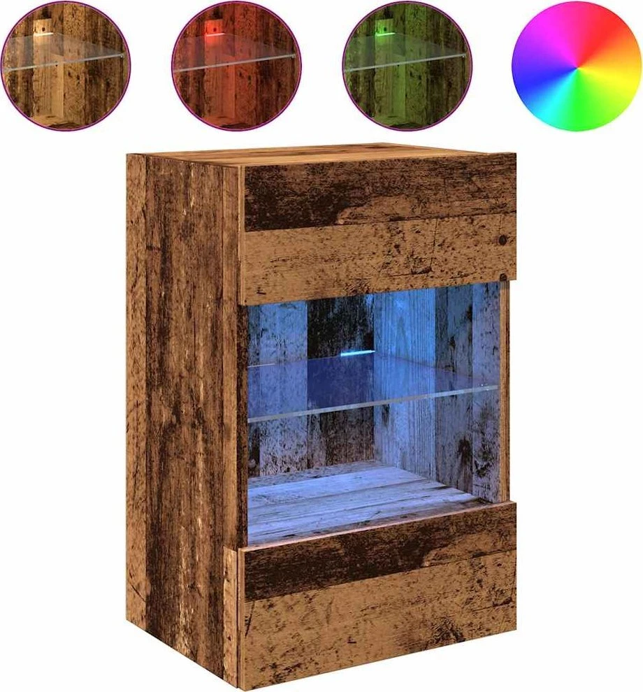 TV staliukas Sieninės spintelės su LED apšvietimu televizoriui 2 vnt, 40x30x60,5 cm