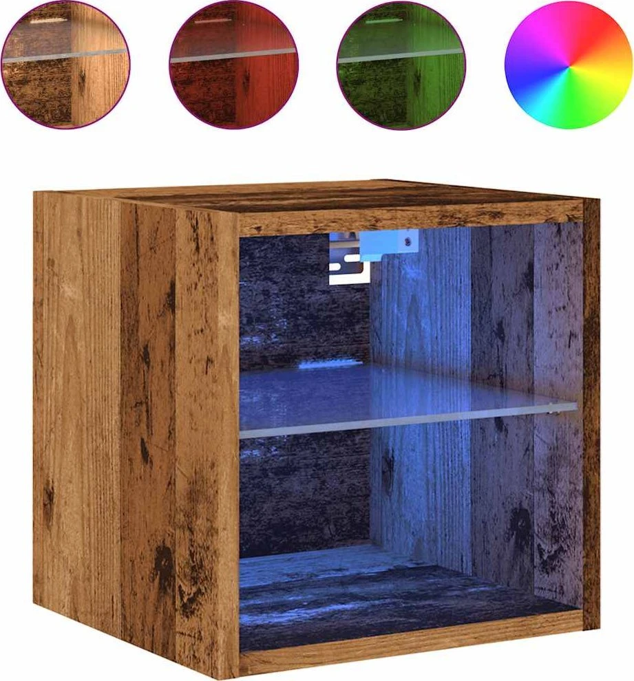 TV staliukas Sieninės TV spintelės su LED, 2vnt., medienos, 30x28,5x30cm