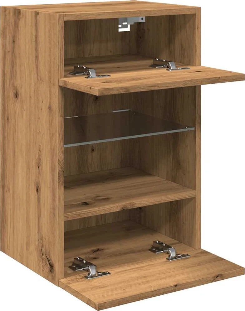 TV staliukas Sieninės spintelės su LED apšvietimu televizoriui, 2vnt., artisano, 40x30x60,5cm