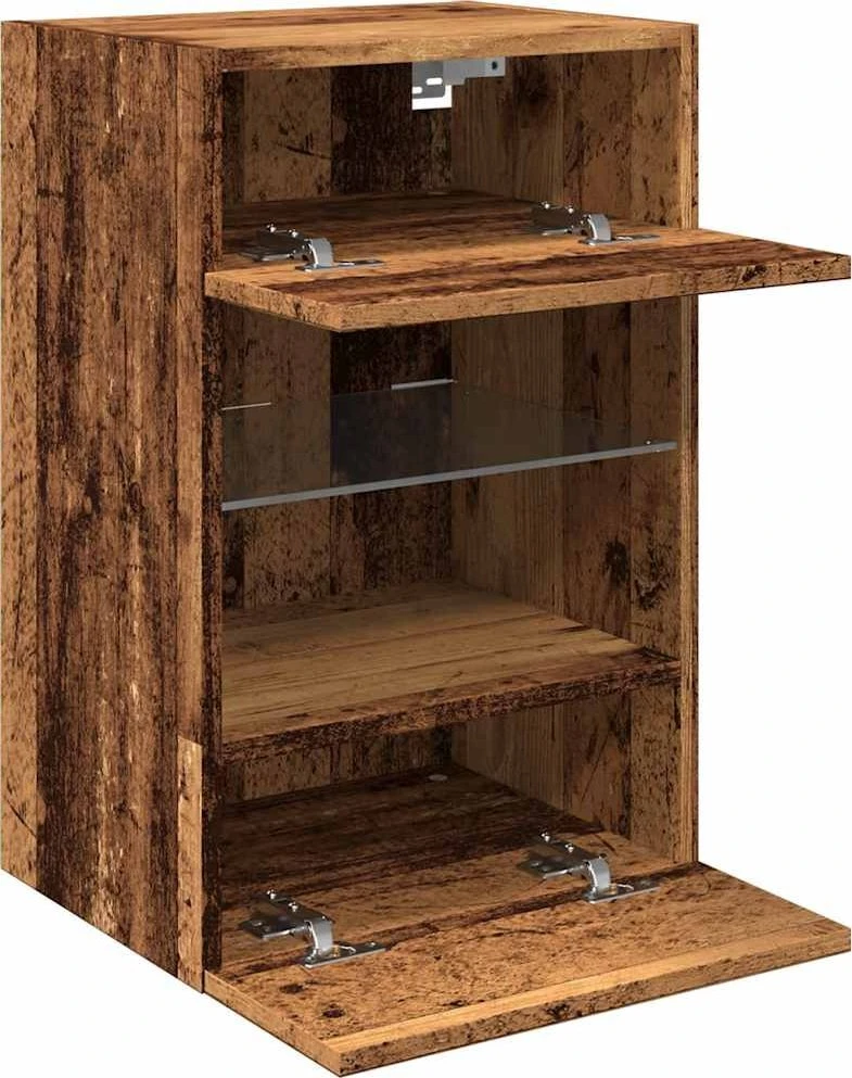 TV staliukas Sieninės spintelės su LED apšvietimu televizoriui 2 vnt, 40x30x60,5 cm