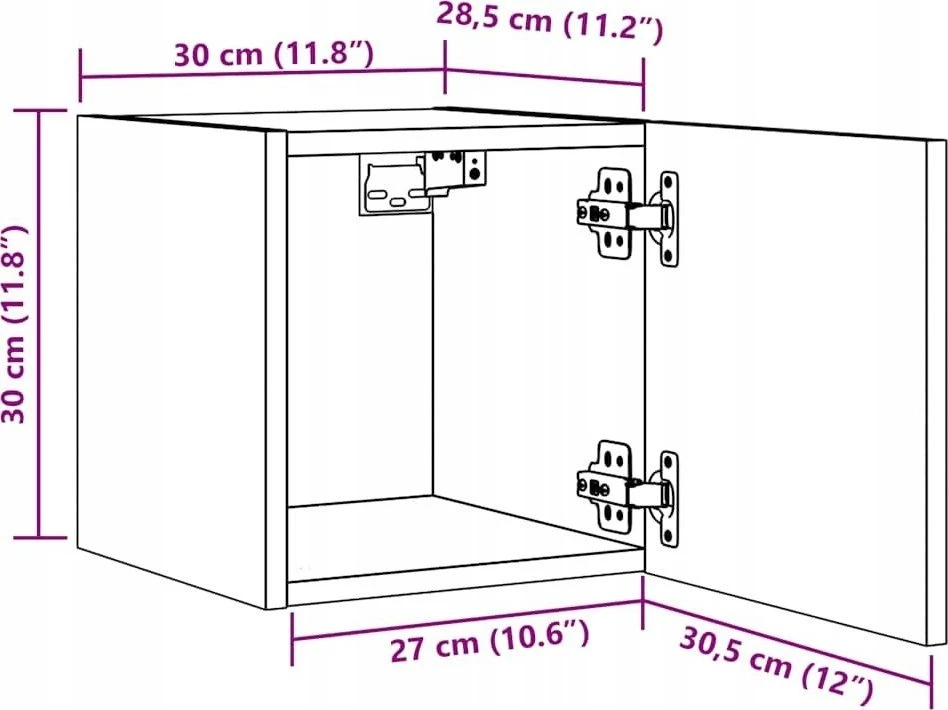 TV staliukas Sieninės televizoriaus spintelės, 2vnt., medienos, 30,5x30x30cm