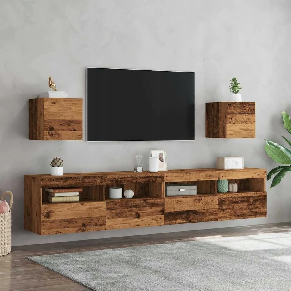 TV staliukas Sieninės televizoriaus spintelės, 2vnt., medienos, 30,5x30x30cm
