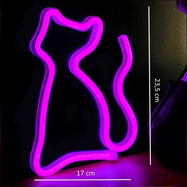 Sieninis šviestuvas TelForceone Neoninė LED lemputė CAT rožinė Bat + USB FLNE04 Forever Light