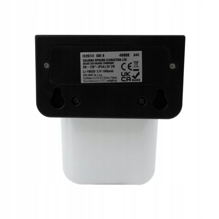 Sieninis šviestuvas Ecolight ECO-LIGHT Saulės energijos fasado šviestuvas LED SOE-8 EC20741 Sodo tvirtas