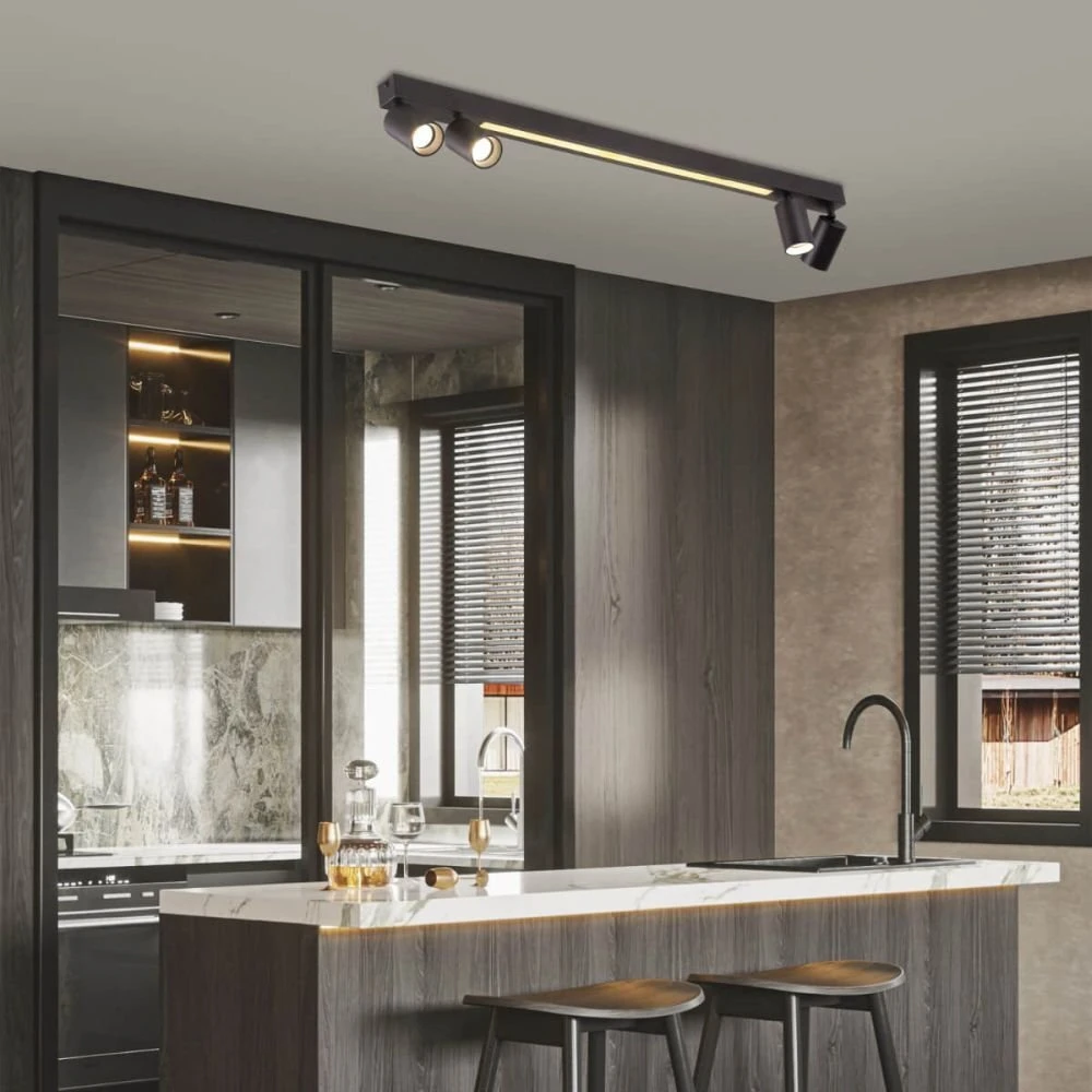 Sieninis šviestuvas Kinkiet Light Prestige Reflektor Spot Perugia Juodas LP-0703/4C