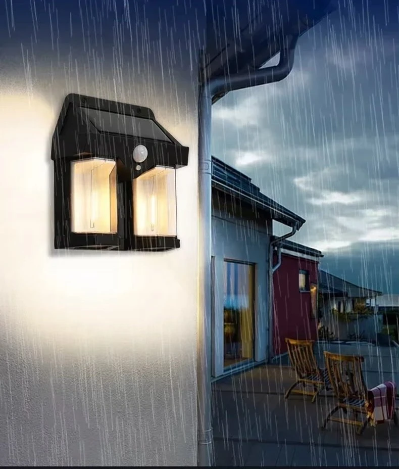 Sieninis šviestuvas LTC Lampa sieninė saulės energijos LED COB 10W 1200lm, judesio jutiklis, nuo sutemų, akumuliatorius 1800mAh IP54 (ABS)