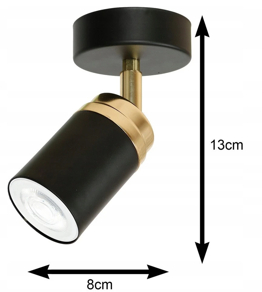 Sieninis šviestuvas Kinkiet Luminex Reno 5163 kinkiet lampa sufitowa spot 1x8W GU10 juoda auksinė