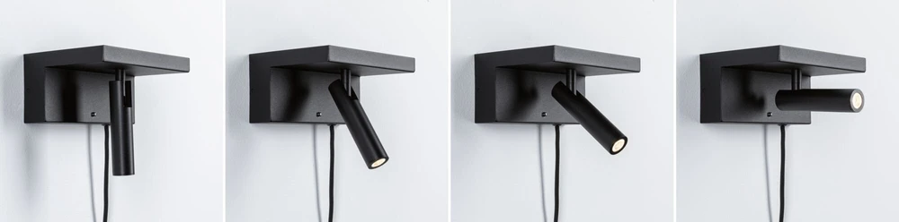 Paulmann sieninis šviestuvas JERIK LED 2,4W 3-STEP DIM 160lm 3000K USB-C 230V su jungikliu Juodas matinis / metalas