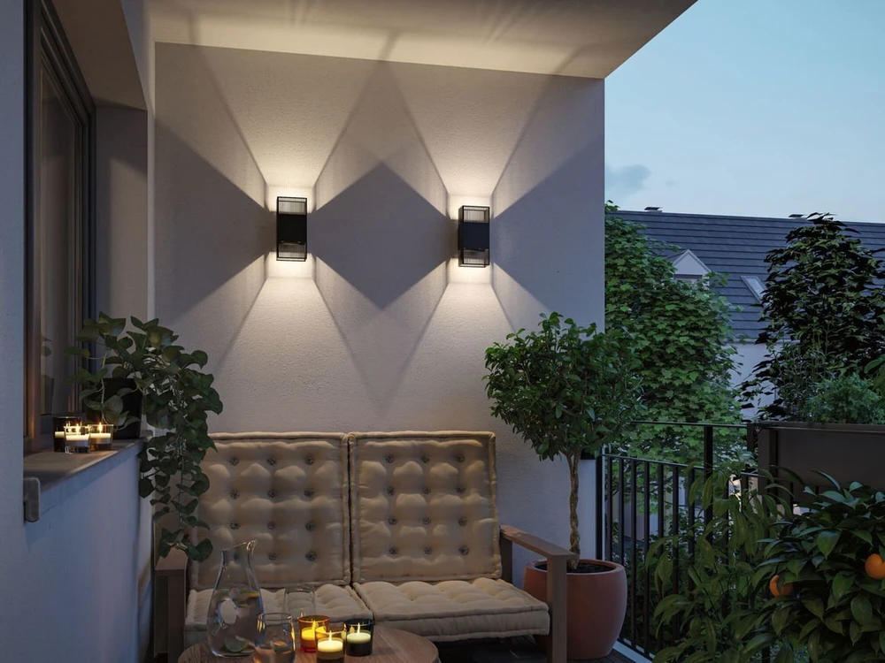 Paulmann sieninis šviestuvas THARIN LED fasadinis šviestuvas 2 x 3,7 W 640 lm 3000 K IP44 230 V juodas / metalinis