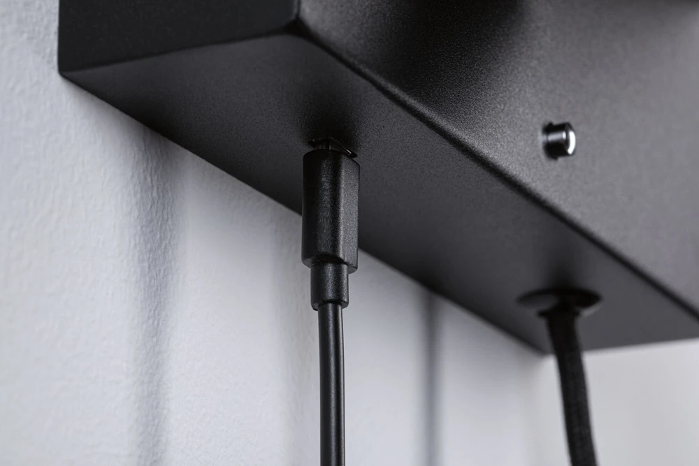 Paulmann sieninis šviestuvas JERIK LED 2,4W 3-STEP DIM 160lm 3000K USB-C 230V su jungikliu Juodas matinis / metalas